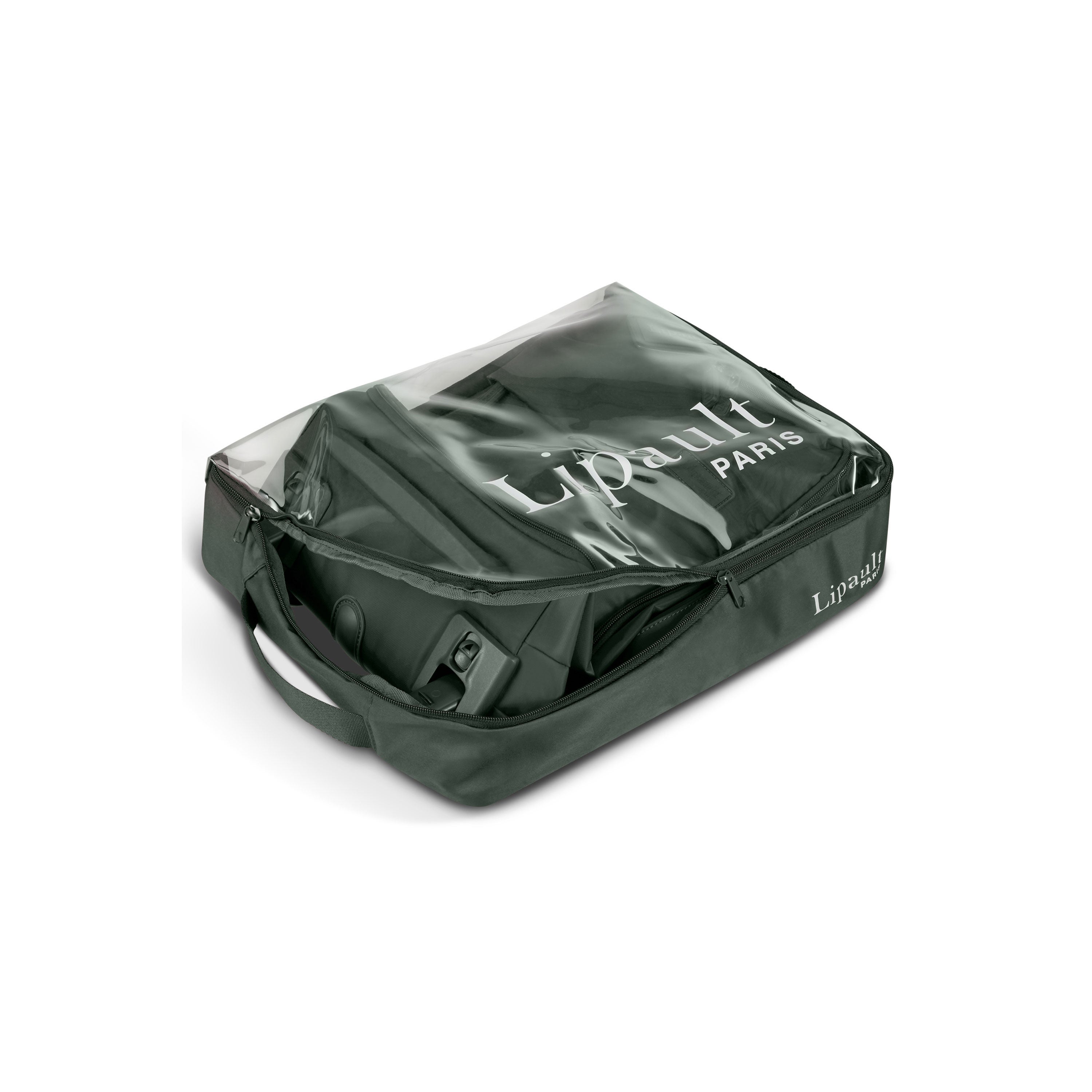 Lipault Foldable Plume Mini Cabin Upright, Khaki Green, Packed in Storage Cover image number 1